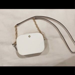 Tory Burch Robinson Round White Crossbody Bag